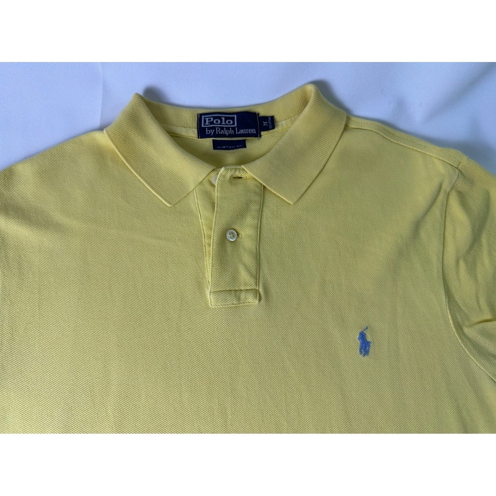 Polo Ralph Lauren Custom Fit Polo Shirt Pony Short Sleeve Cotton Yellow Medium‎